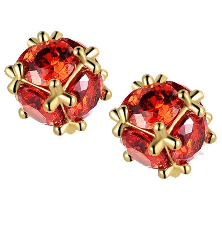 Ohrringe - mini Stud earring with red kunststein