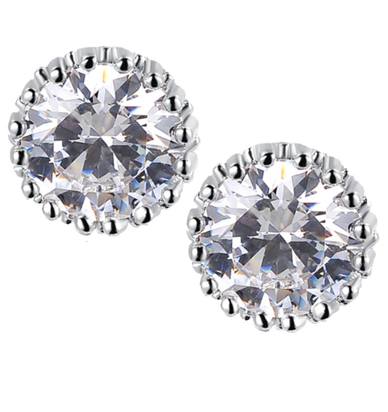 Round stud earrings with faux stones