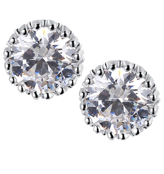 Round stud earrings with faux stones