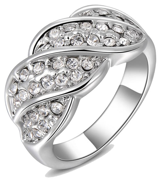 Spiral ring with small faux crystals