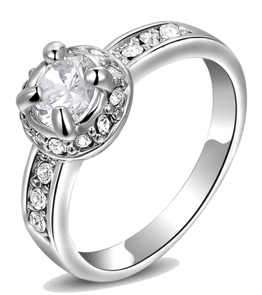 Single faux crystal ring