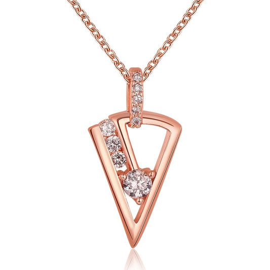 Kette - Triangle pendent in rosegold with faux stones