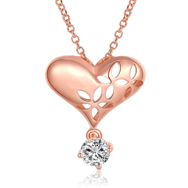 Kette - Heart shaped pendent in rosegold with faux stones