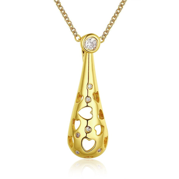 Kette - Drop shaped pendent in golden colour with faux stones
