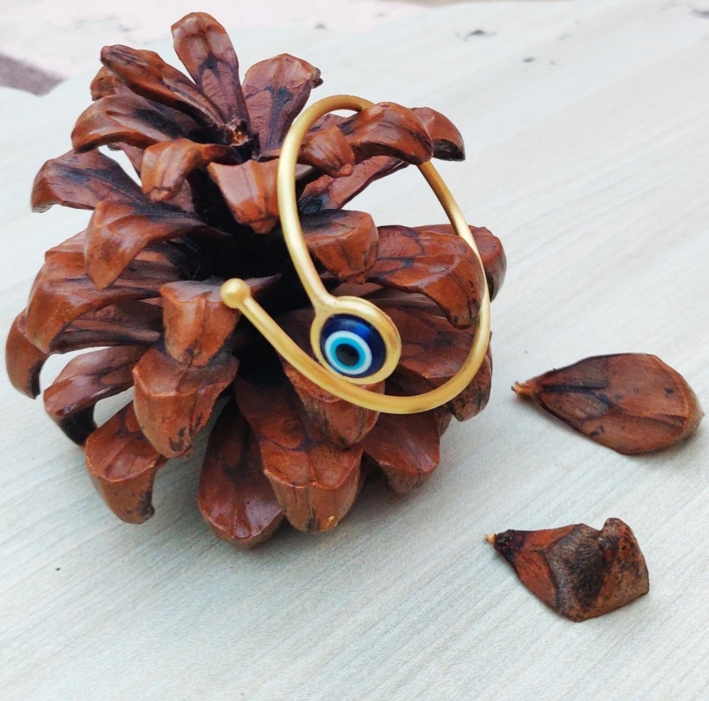 Messing-Armbänder - Armband mit Böser-Blick-Amulett, verstellbar