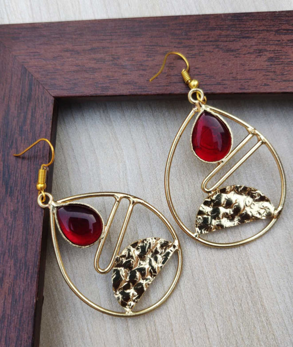 Ohrringe - Modern Design mit Rot Punkt Oval Shaped