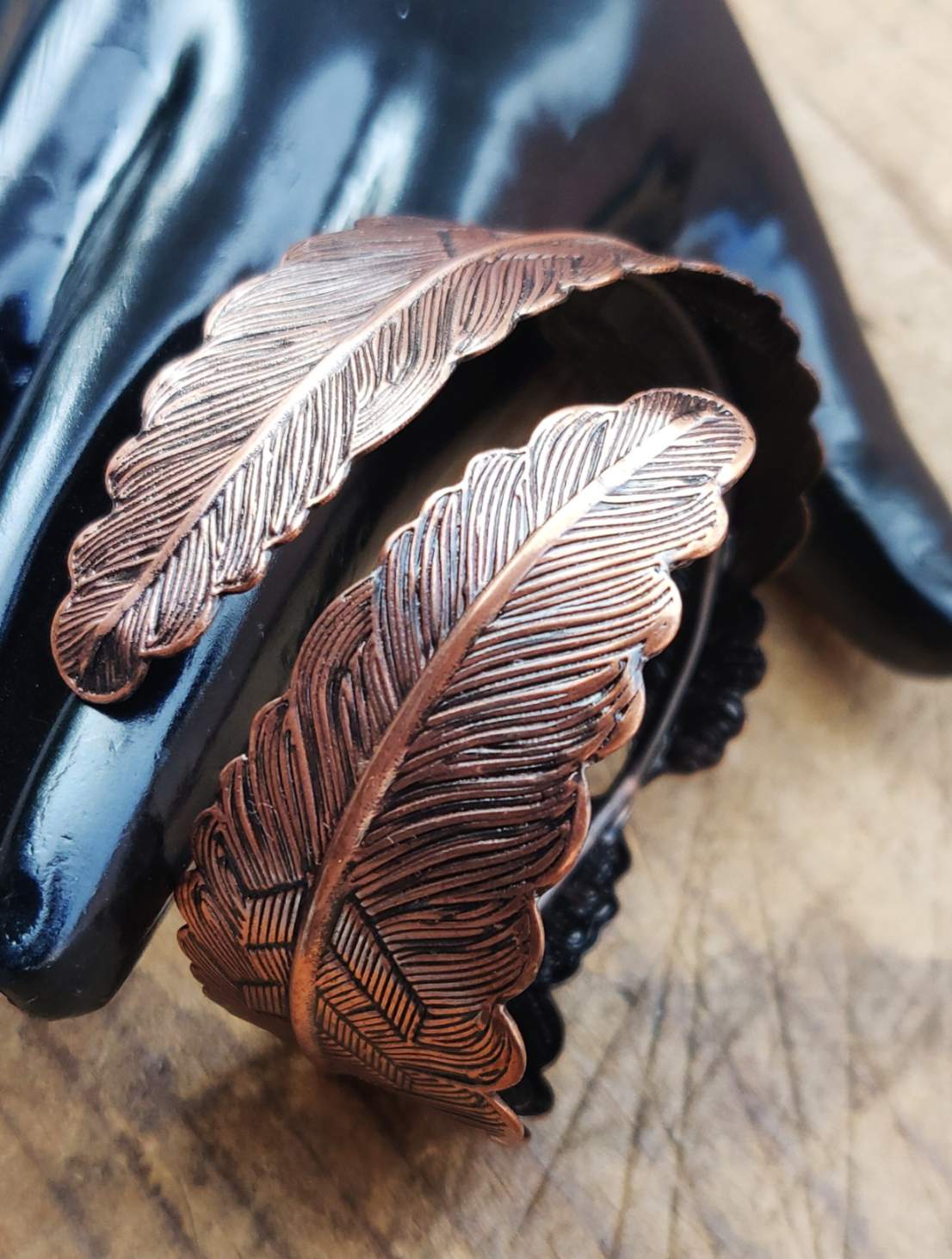 Messing-Armbänder - Kupferfarbenes Armband mit Blattmotiv