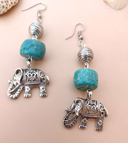 Ohrringe - Oxidized Jhumki, Elefant, Raisin