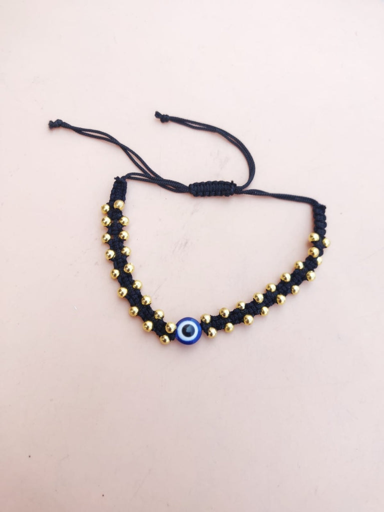 Armbänder - charmbracelet mit Oxidizedperlen und Blue Eye
