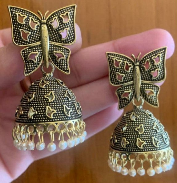 Ohrringe - Oxidized Jhumki, Goldenefarbe