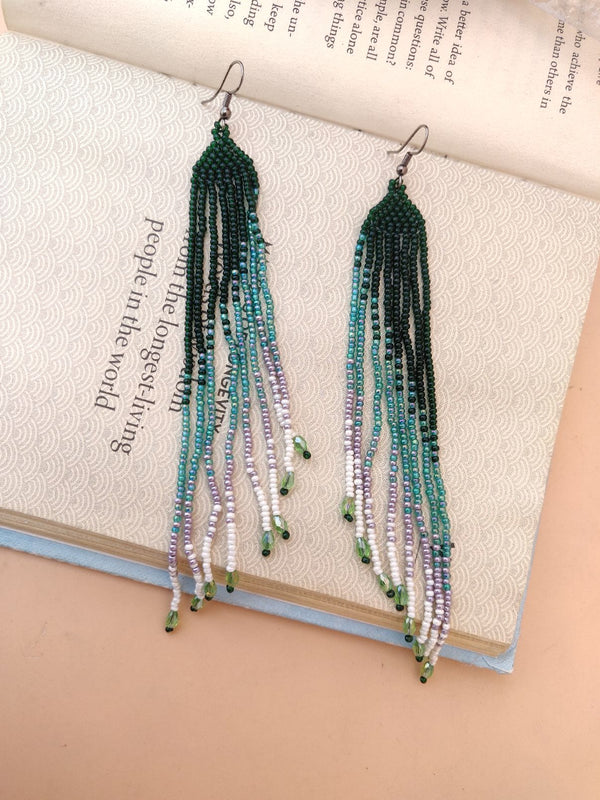 Ohrringe - Beads - Green and White