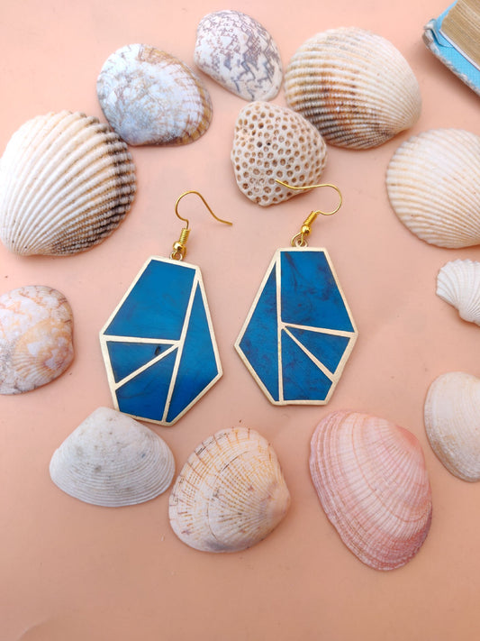 Ohrringe - Resin - Geometric, Blue