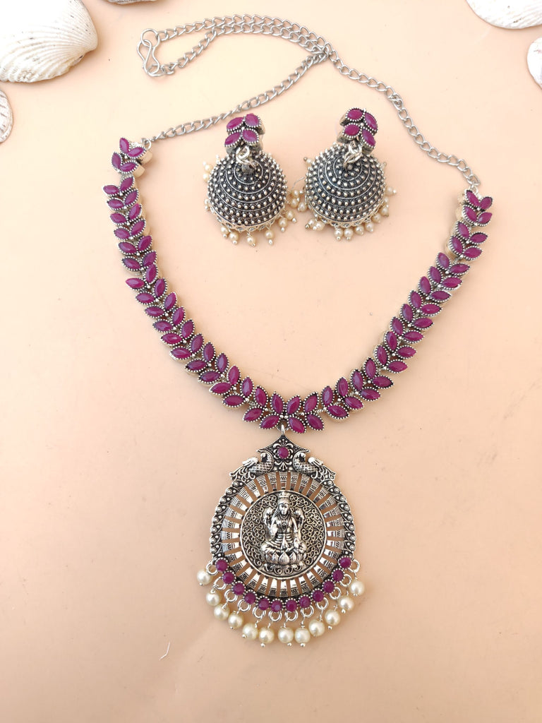 Ketten - Long Oxidized mit Gott Pendent - Rosa