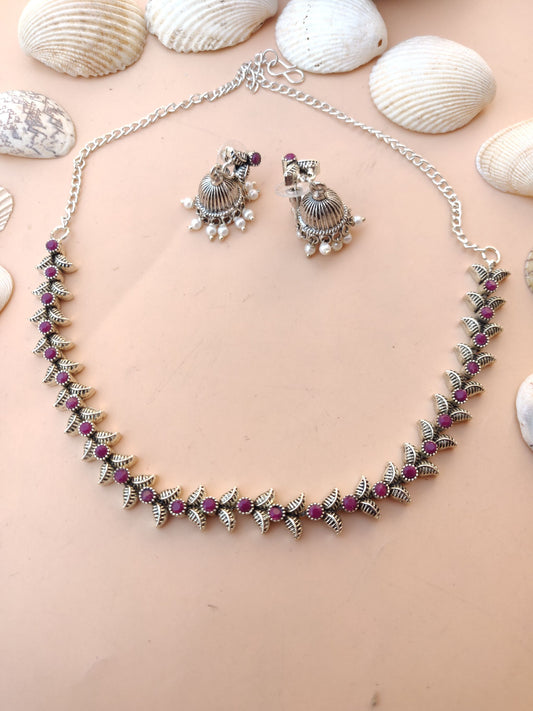 Choker style mit Ohrringe - Rot