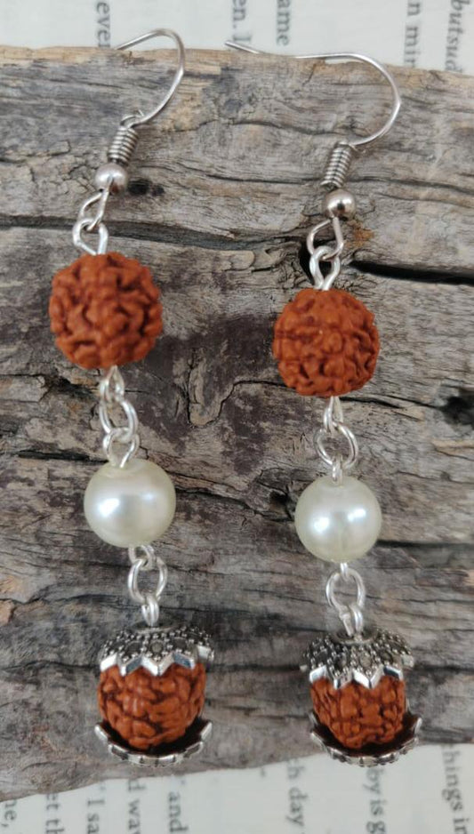 Rudraksh Jhumki earrings with beads