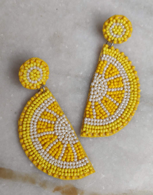 Handmade light weight beaded half circle earrings
