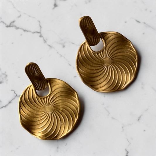 Earrings - Swirl Coin discs