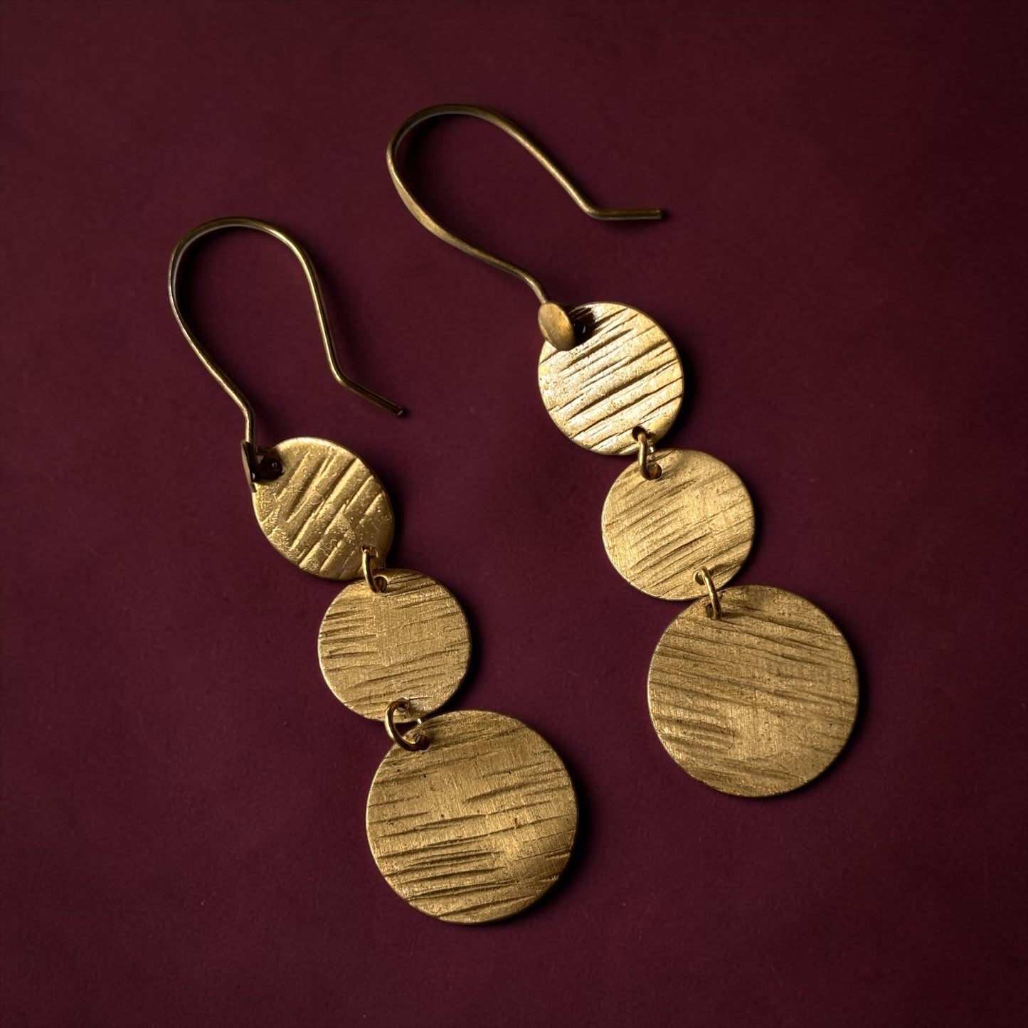 Earrings - Golden Cascade Disc Drops