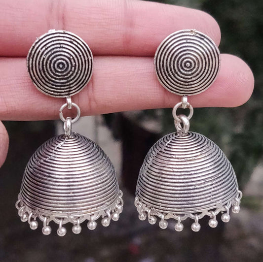 Oxidised Jhumki concentric pattern