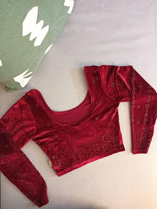 Maroon colour full sleeves blouse
