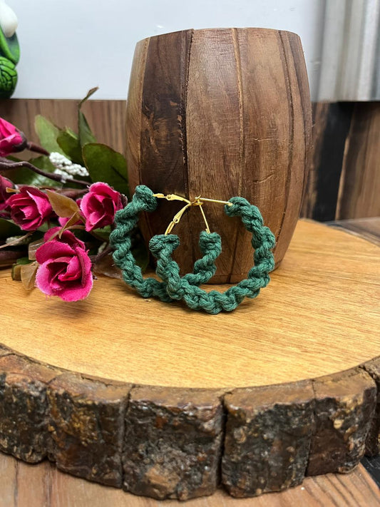 Ohrringe - Olive Loop Macrame Art Earrings
