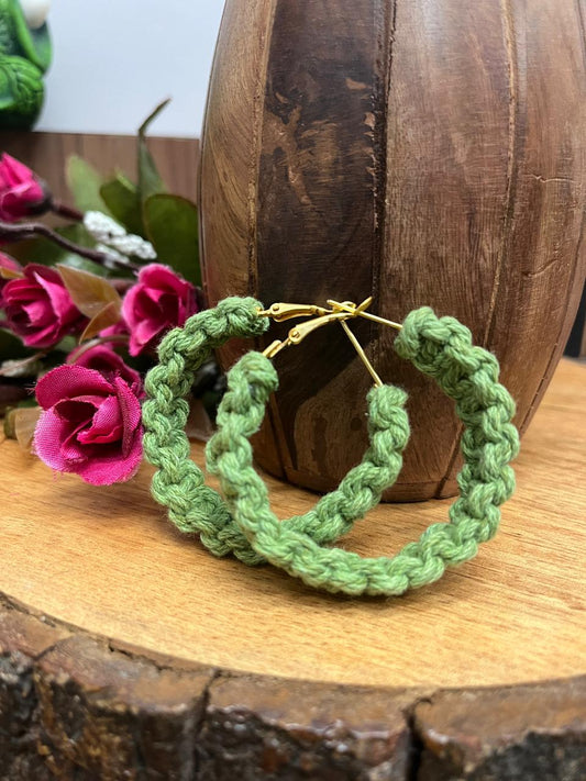 Ohrringe - Green Loop Macrame Art Earrings
