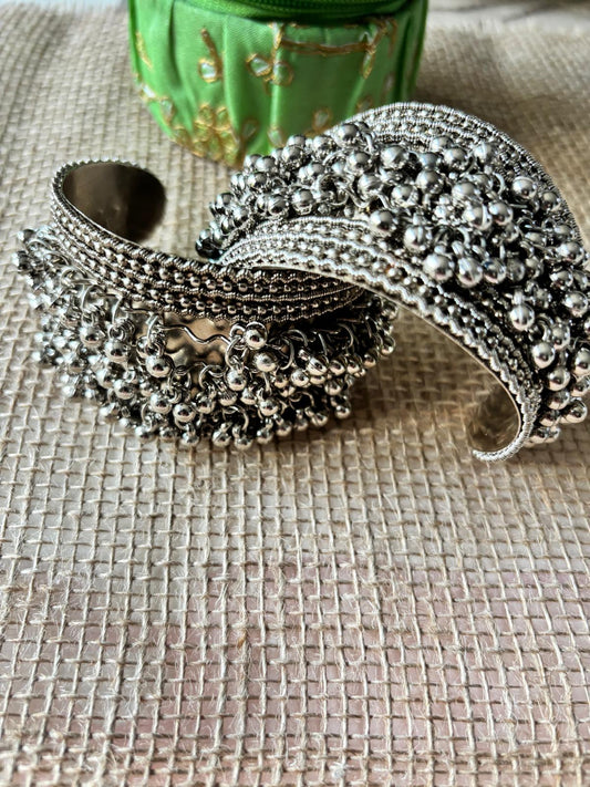 Oxidised Open Cuff - Ghunghroo (one piece)