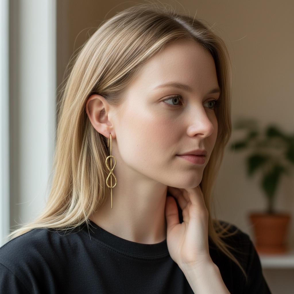 Earrings - Infinity Loop Brass Drop