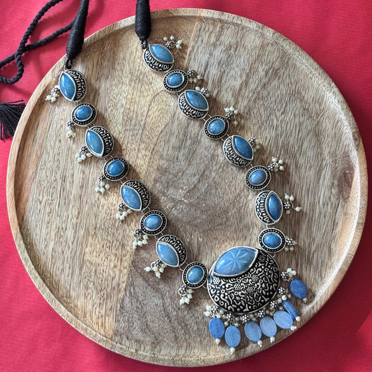 Necklace - Turquoise Oxidised Bloom