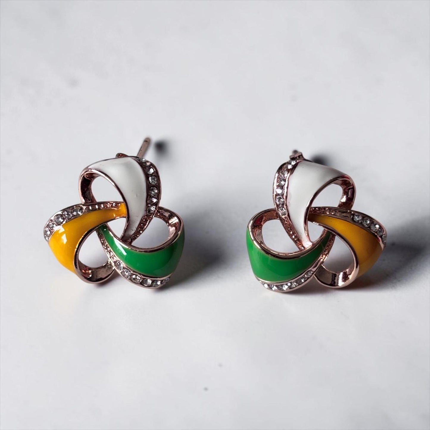 Earrings - Tricolor Twist Enamel Studs
