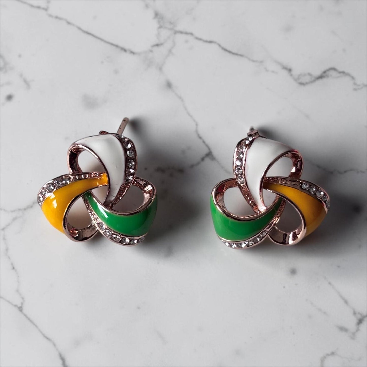 Earrings - Tricolor Twist Enamel Studs
