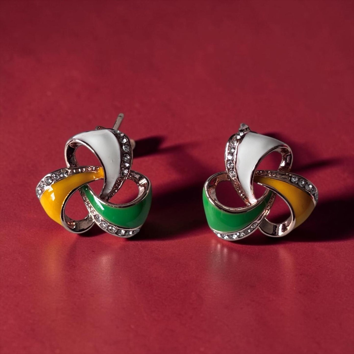 Earrings - Tricolor Twist Enamel Studs