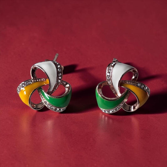 Earrings - Tricolor Twist Enamel Studs