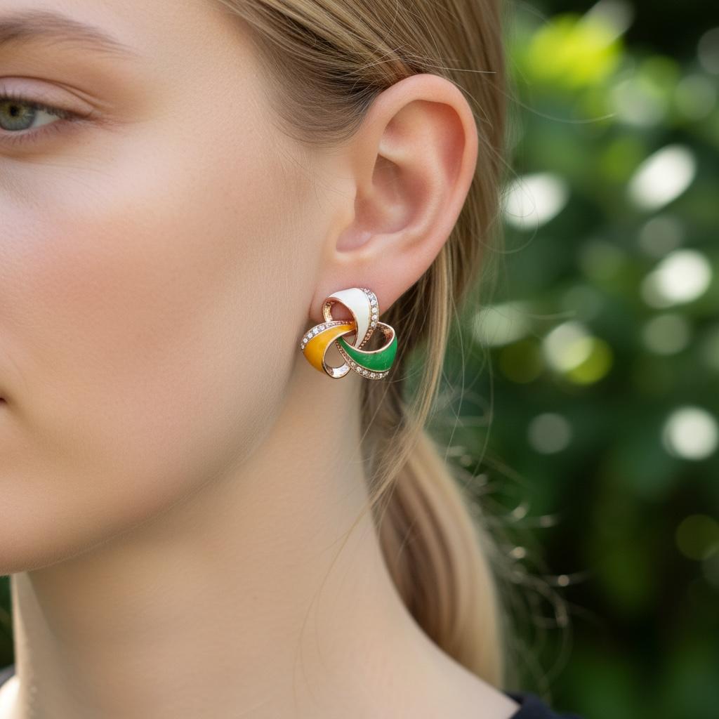 Earrings - Tricolor Twist Enamel Studs