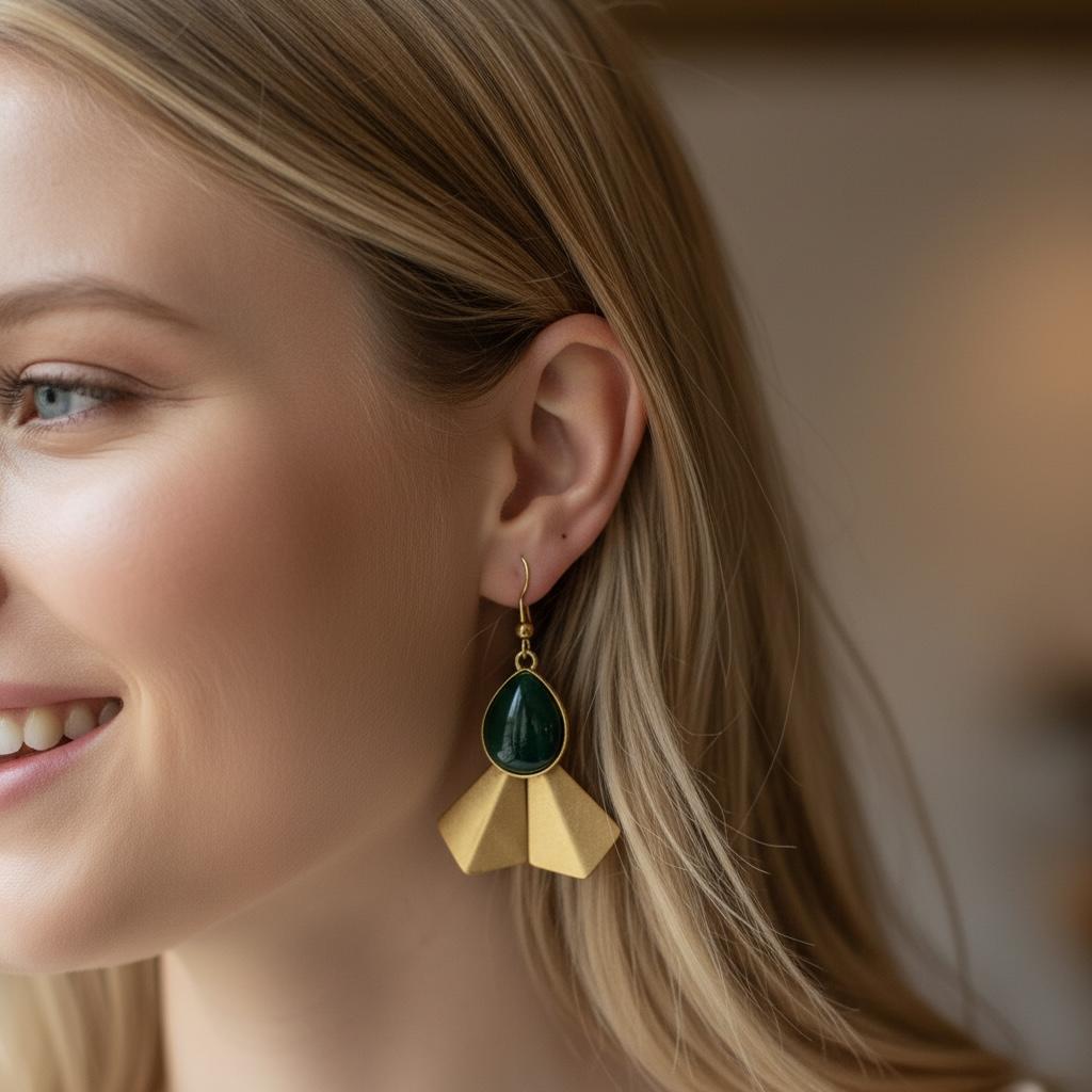 Earrings - Verdant Fan Drop