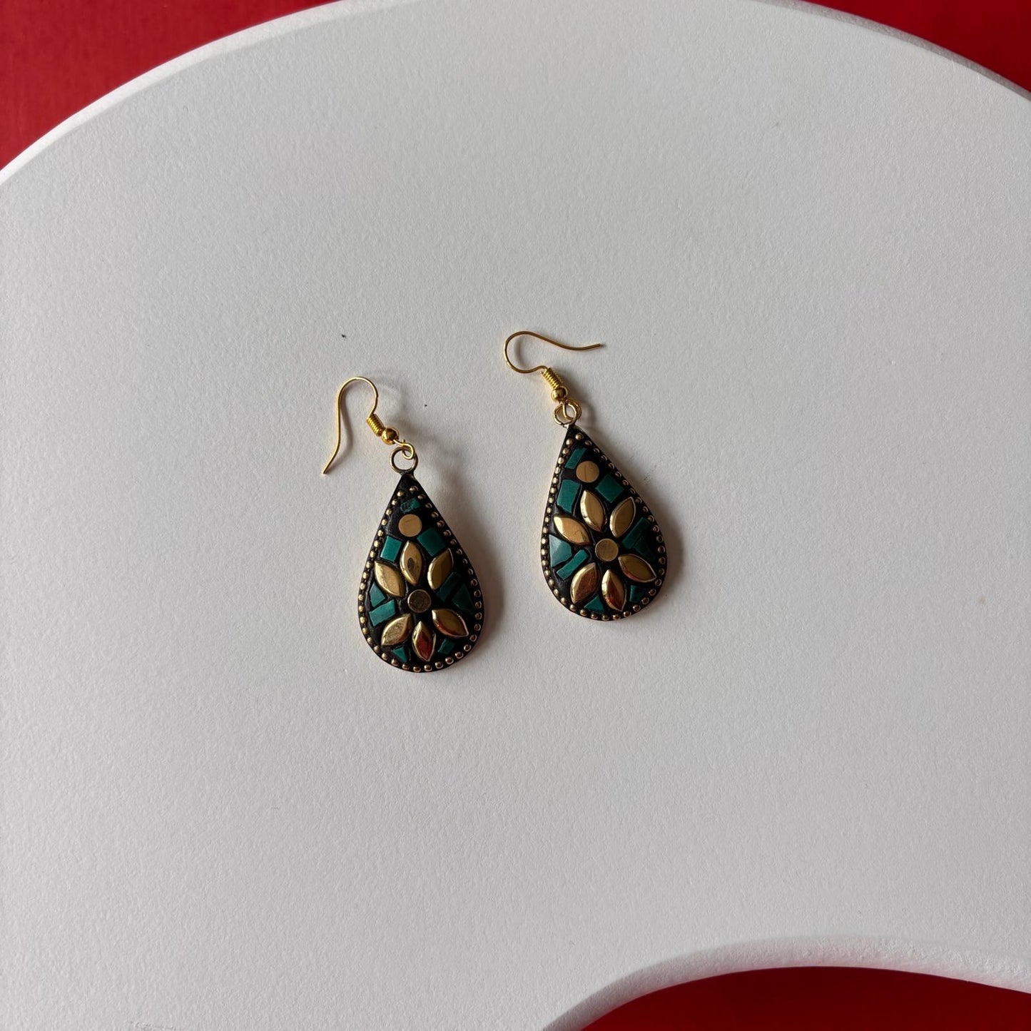 Tribal earrings - The Mosaic Bloom Teardrops
