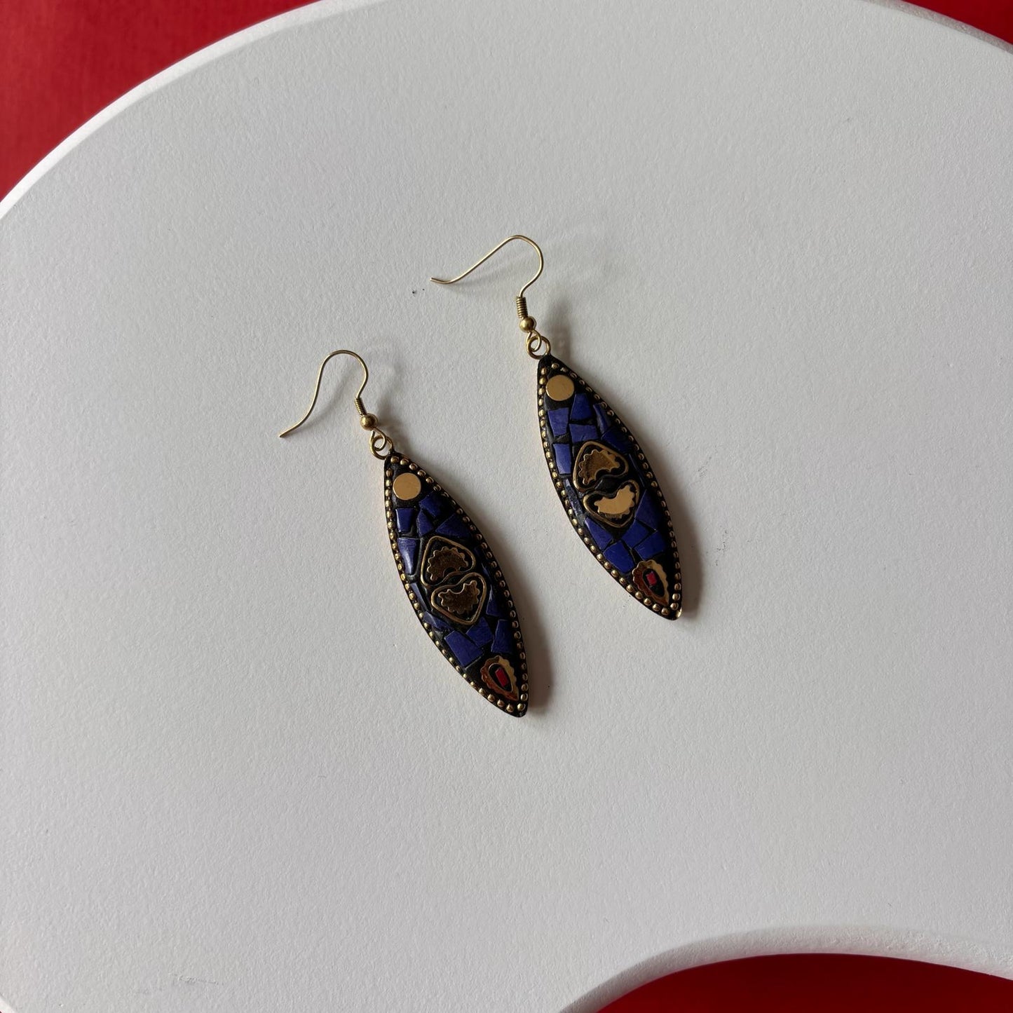 Tribal Earrings - Midnight Mosaic Navette