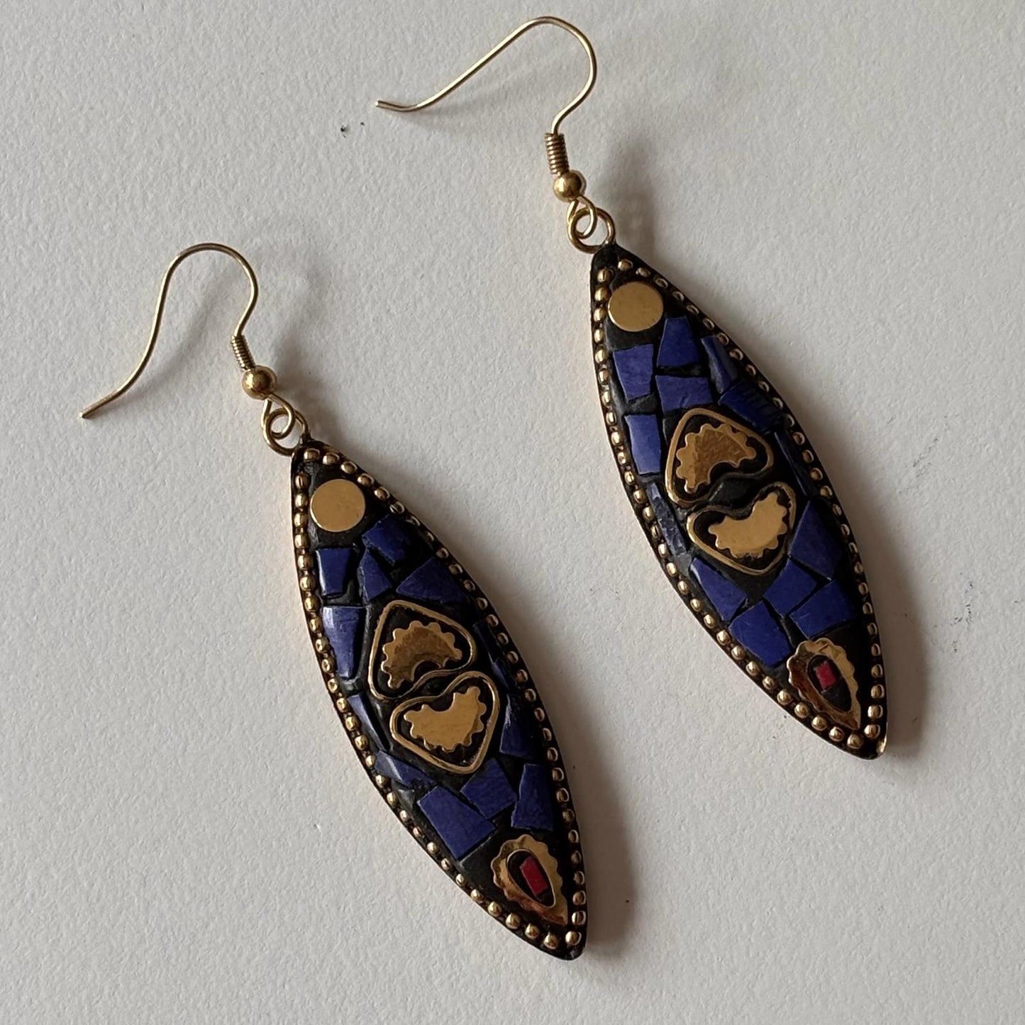 Tribal Earrings - Midnight Mosaic Navette