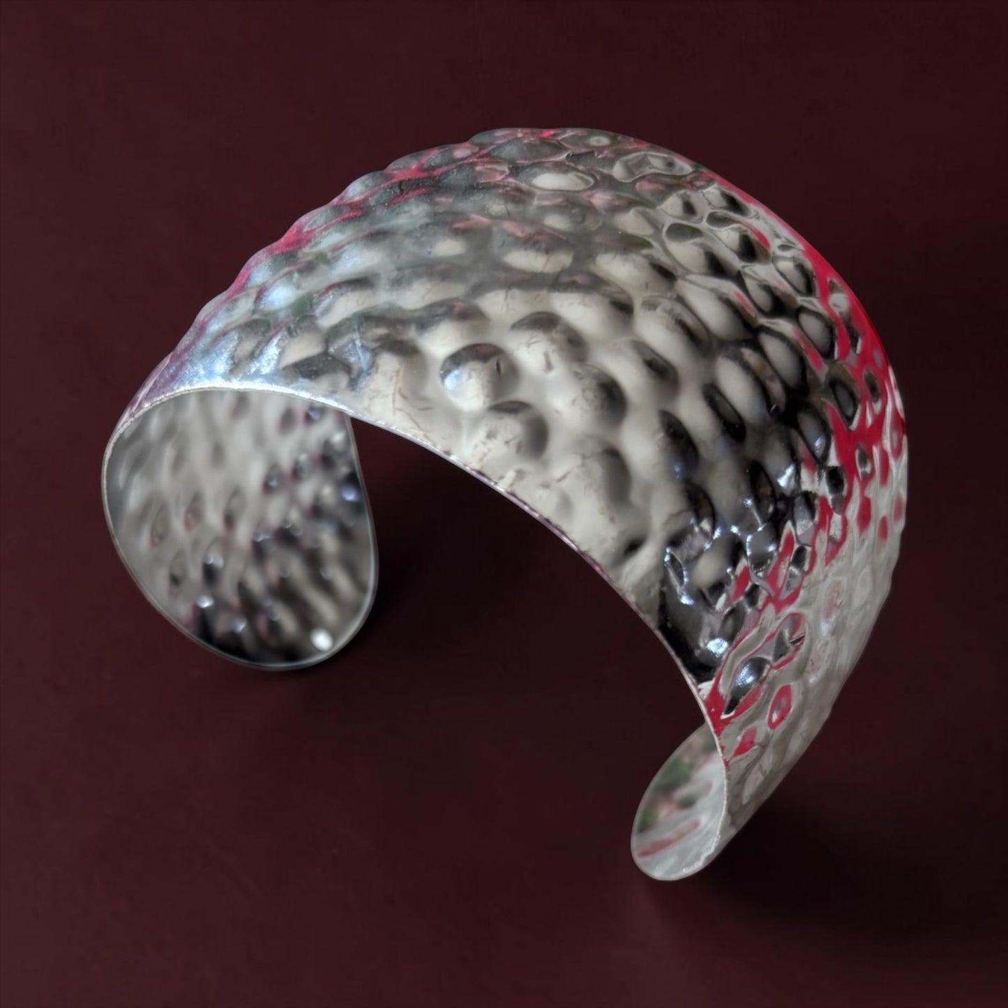 Bracelets - Hammered Silver Tone Statement Cuff