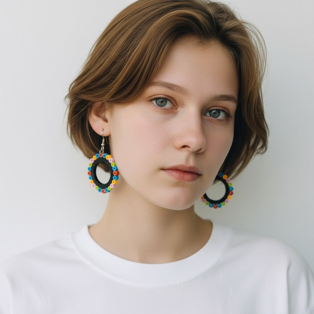 Earrings - Confetti Halo Hoops