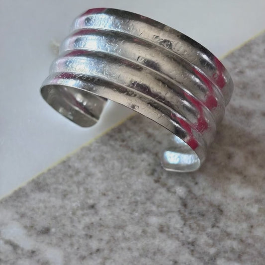 Bracelet- wide hammered open cuff