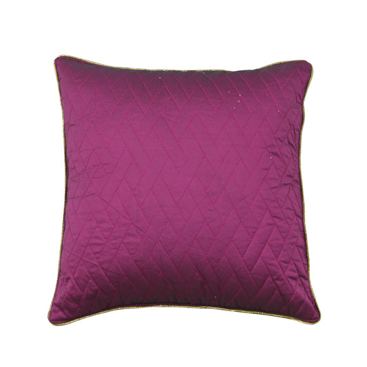 Satin Unifarbe Stepp Kissenhülle im Fuschia Farbe