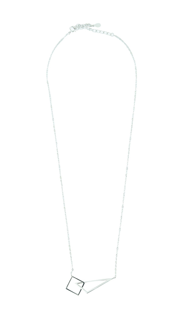 Kette - Silberne Geometrische Formen Dreieck und Quadrat