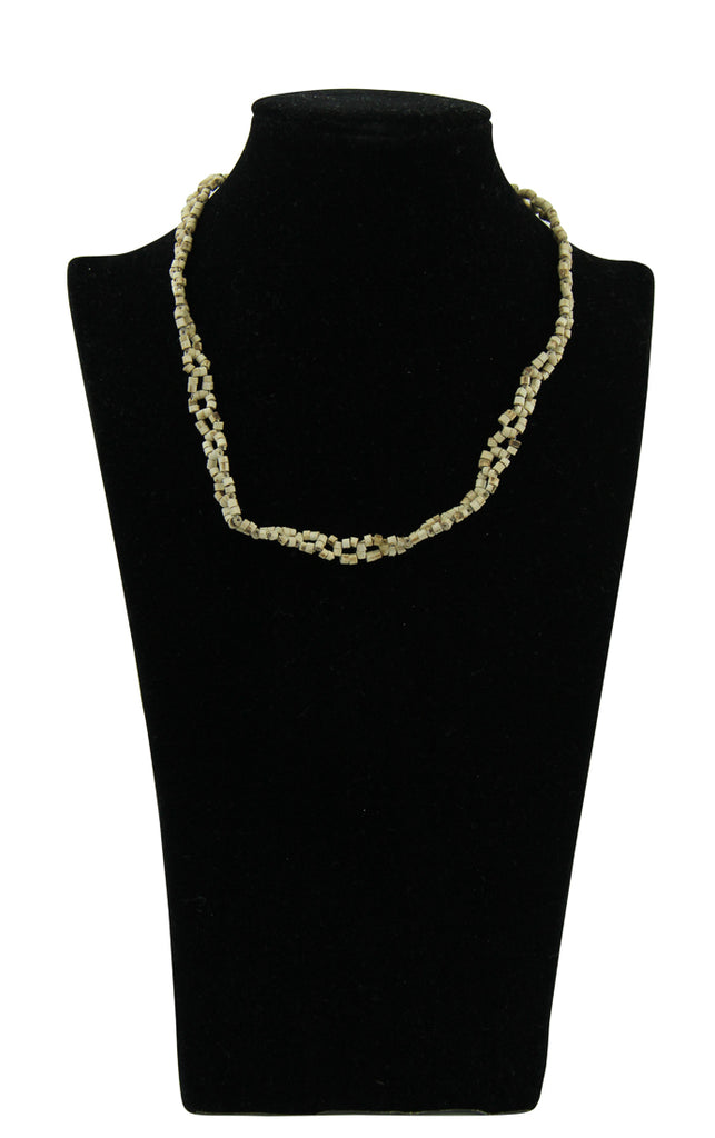 Kette - Zweischichtige Basilikum-Perlenkette mit kleinen Würfeln