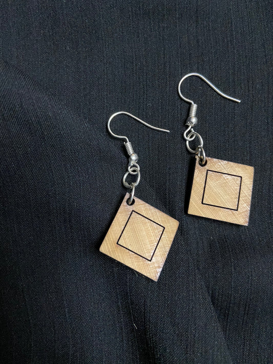 Bamboo dangler square earrings