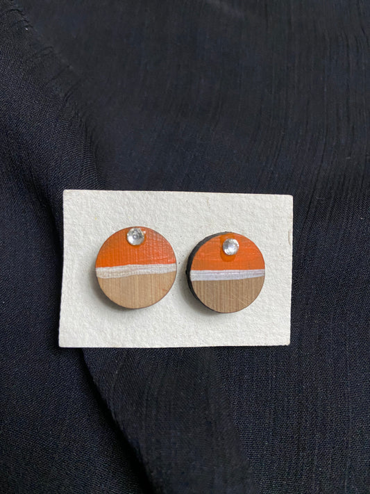 Bamboo stund earrings in orange