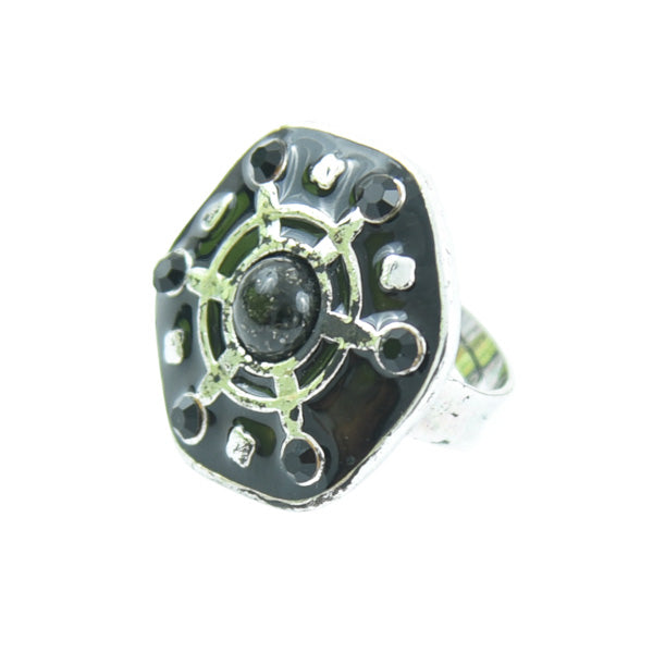 Ring - Metallring mit Vintage-Look in Grauer Farbe