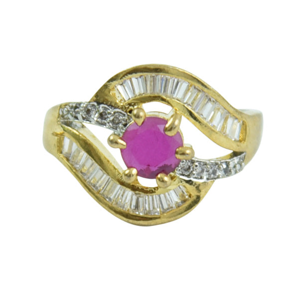 Ring - Kunststeinring mit Rot Zirkonen