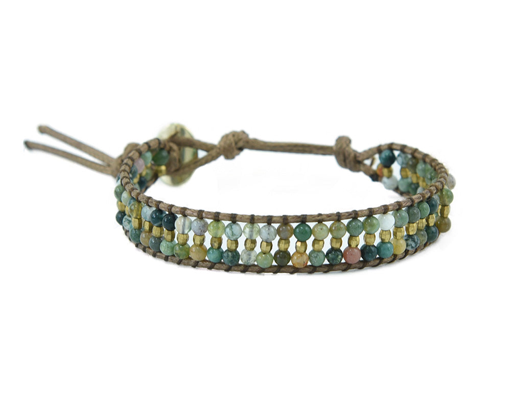 Armband - Grüntöne Perlen auf gewachstem Polyester Perlen